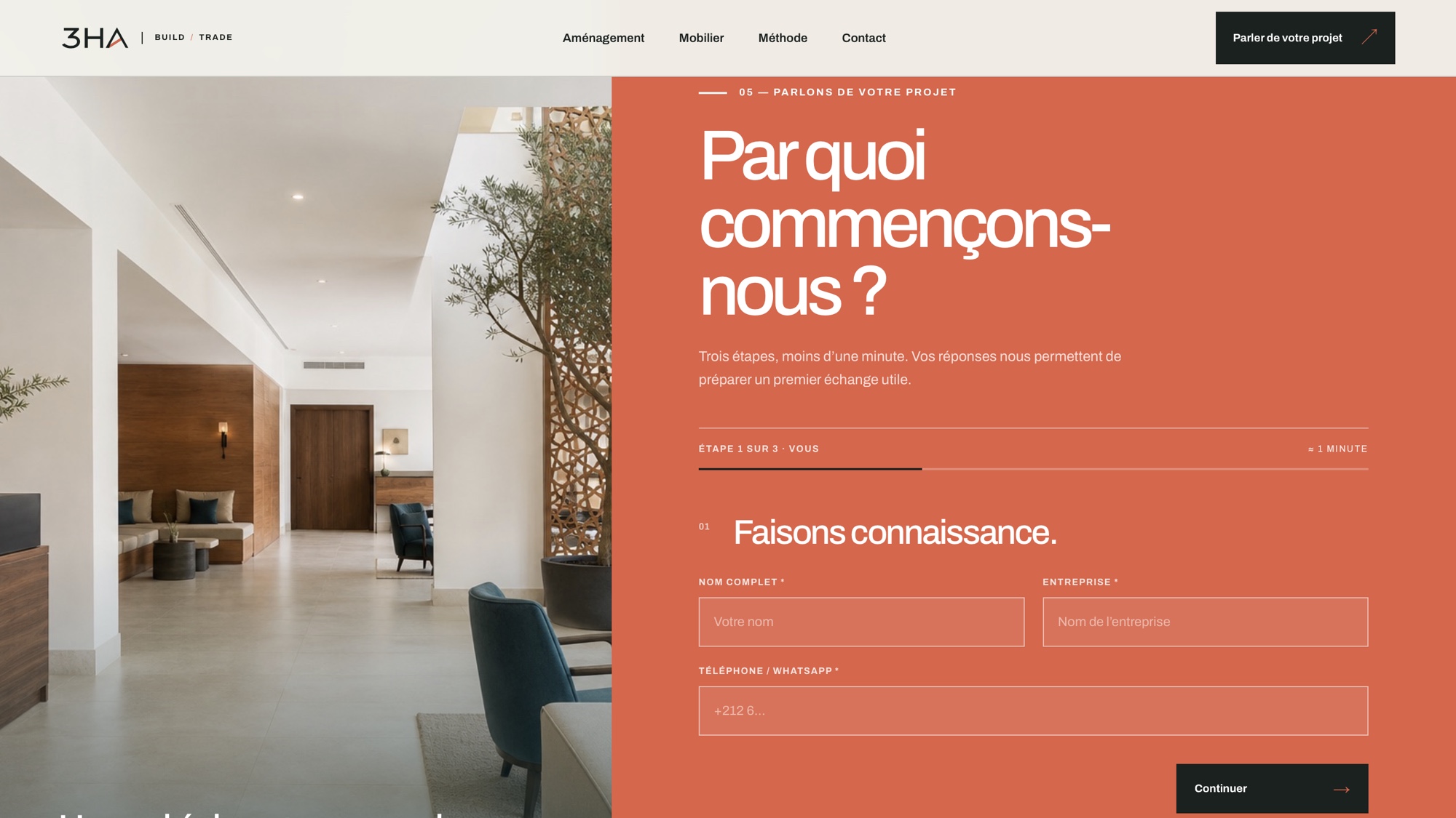 Formulaire de qualification intégré au site 3HA