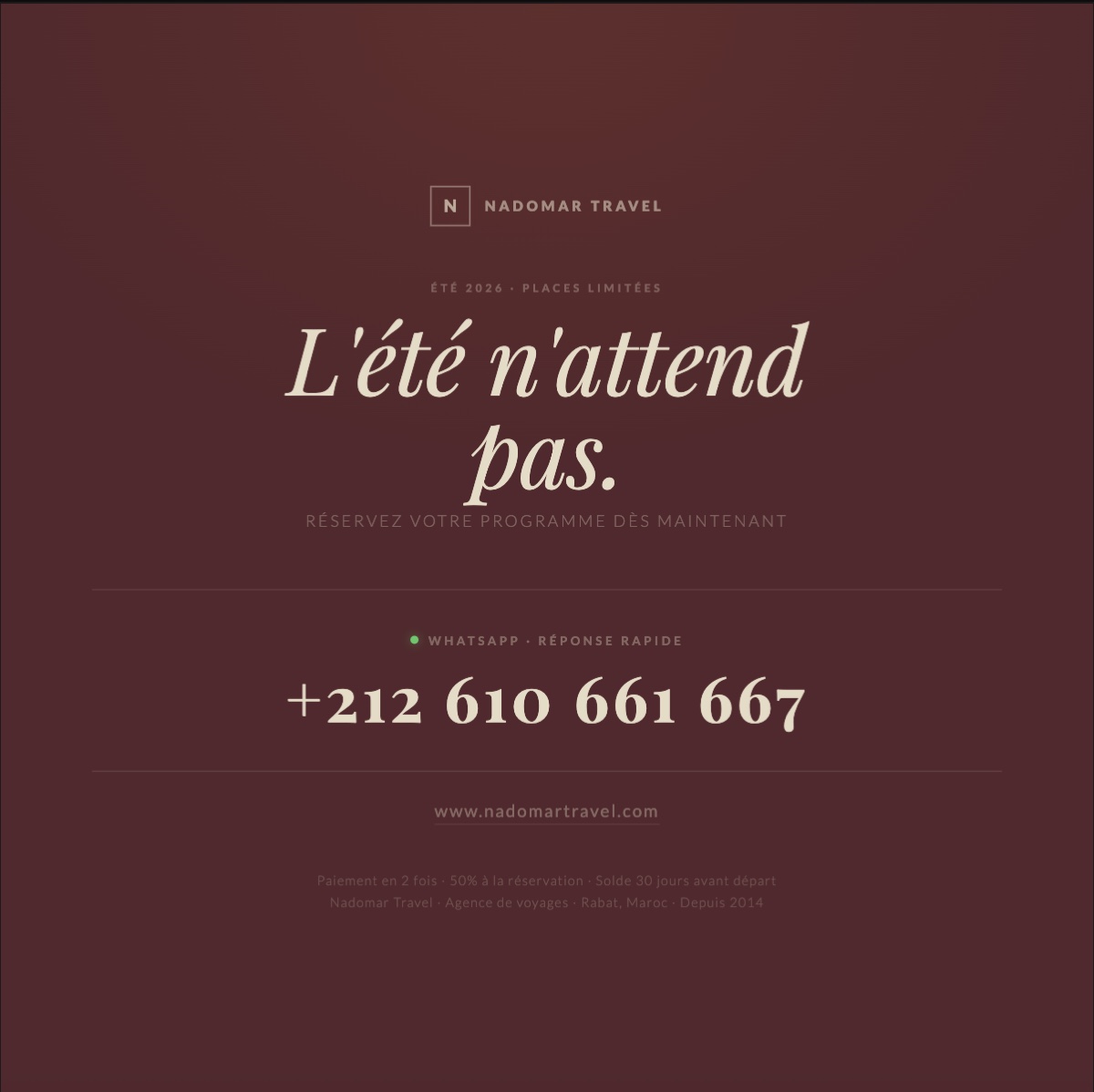 Appel à l’action du carrousel Nadomar Travel